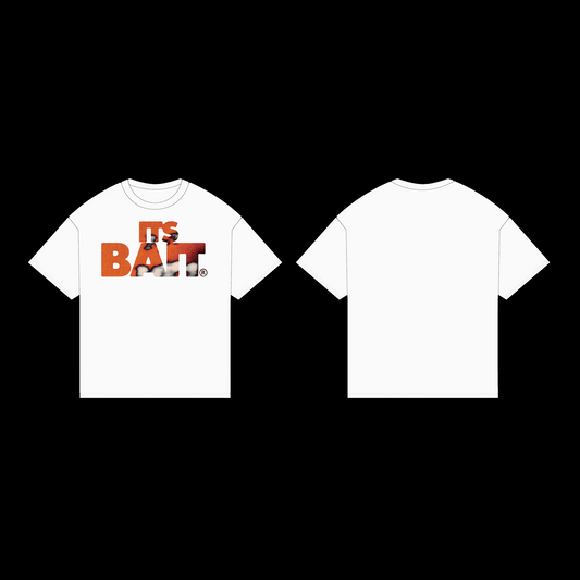 ITS BAIT T SHIRT (WHITE & ORANGE)